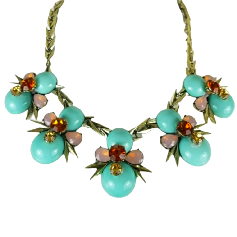 Lucite Blue Angles Bumble Bees Pink Necklace